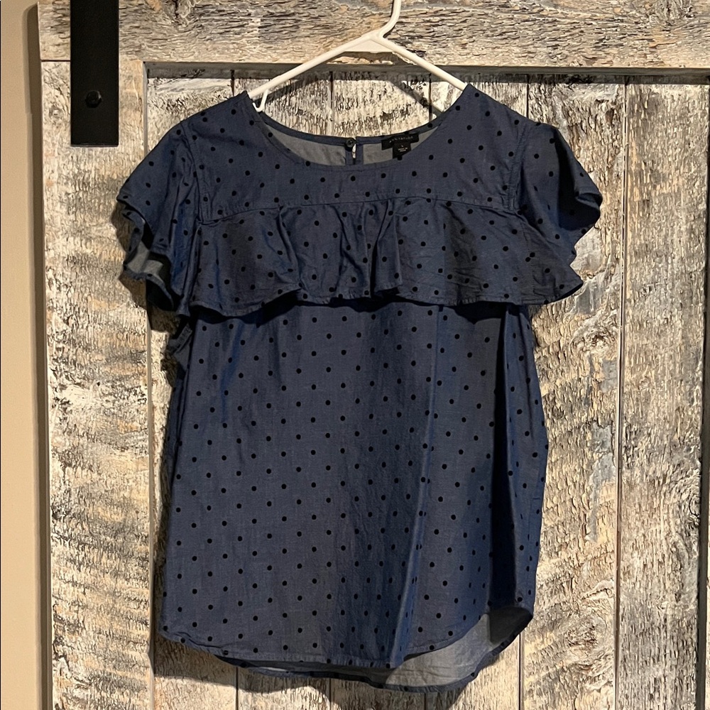 Ann Taylor denim ruffle top - new without tags.